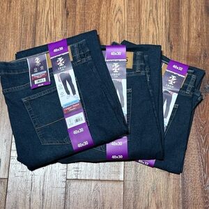 IZOD Men's Straight Fit Comfort Stretch Denim Jeans, Dark Blue, Size 40X30 Lot 3